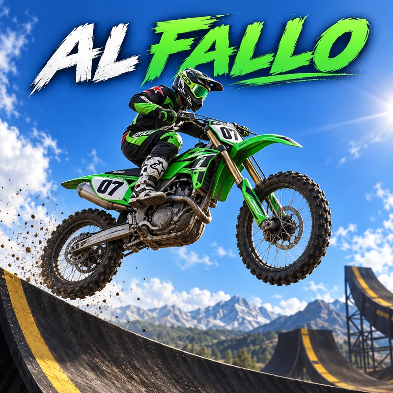Al fallo: un piloto de motocross saltando entre rampas